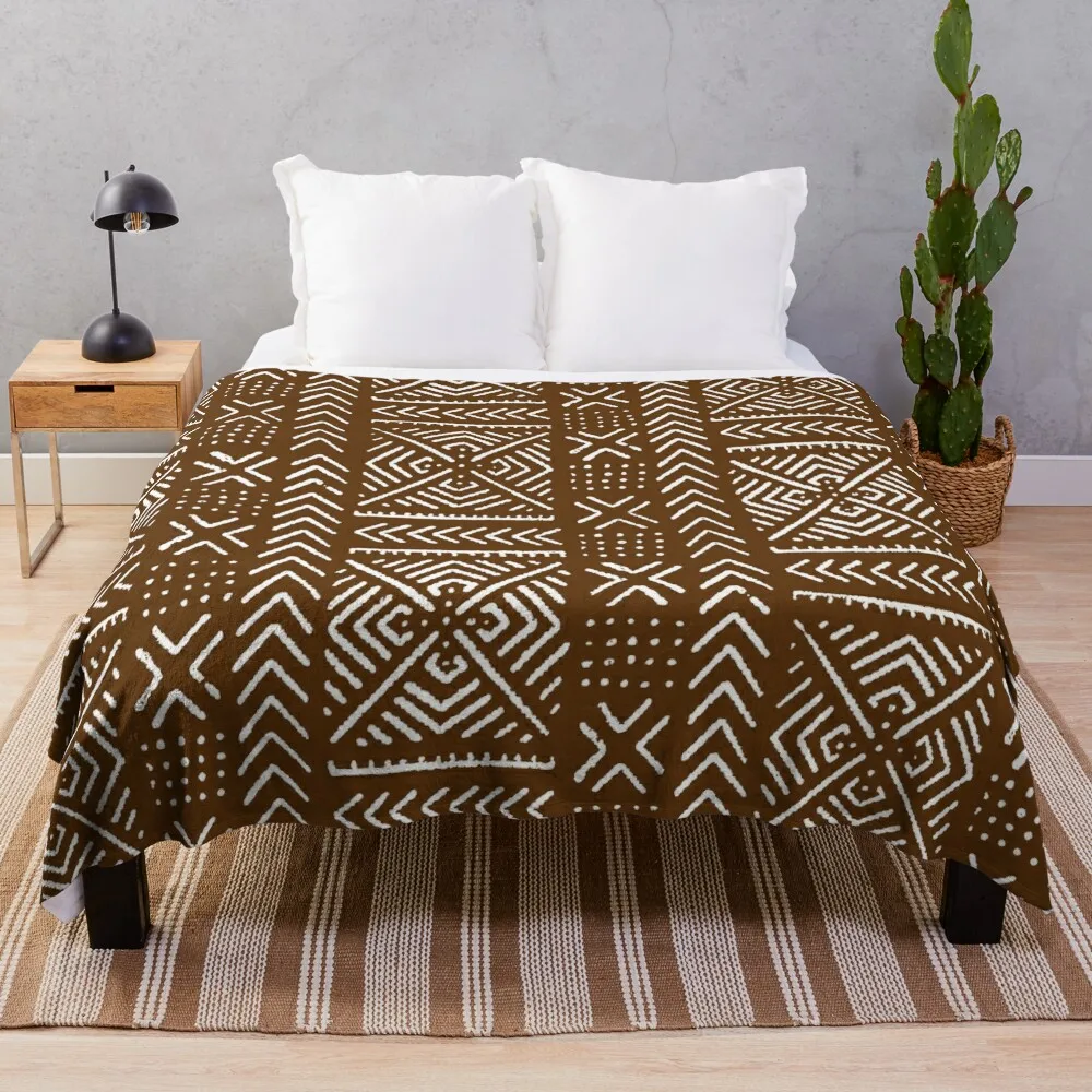 

Line Mud Cloth // Brown Throw Blanket Bed Plush Retros Luxury Thicken Blankets