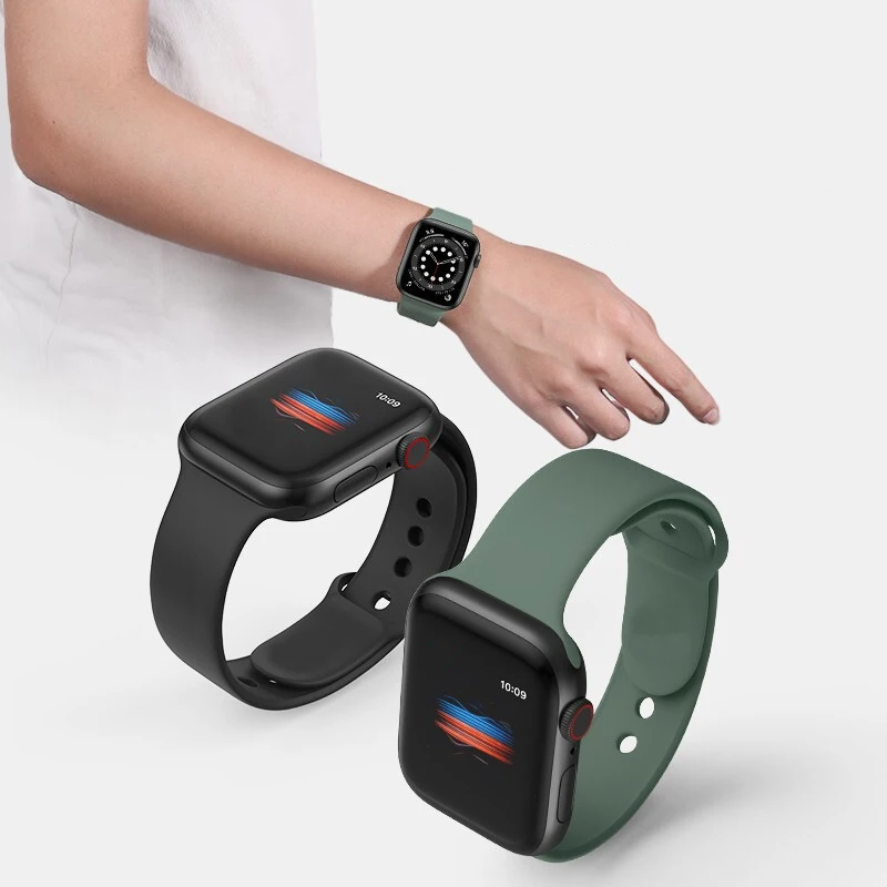 Sport Silicone Strap for Apple Watch Band 45mm 41mm 40mm 38mm Soft Bands Waterproof Wristbands for iWatch Series 7 SE6 5 4 3 2 1