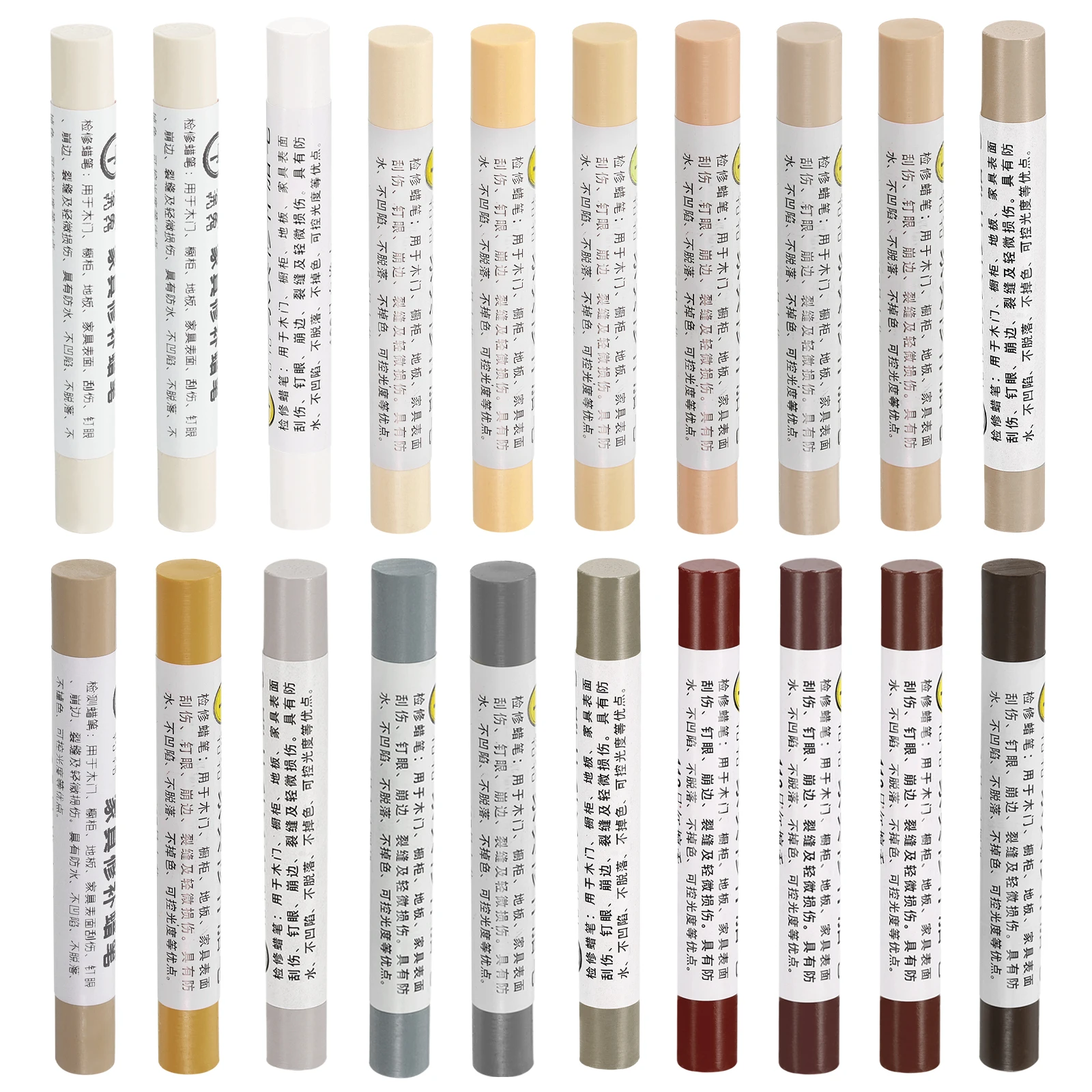 20 ชิ้นไม้ FILLER Stick เฟอร์นิเจอร์ซ่อมดินสอสีขี้ผึ้งชุด Touch Up เฟอร์นิเจอร์เครื่องหมายสําหรับครอบคลุมรอยขีดข่วนหลุมพื้นไม้ 1