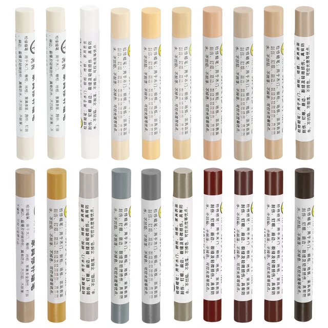 20 ชิ้นไม้ FILLER Stick เฟอร์นิเจอร์ซ่อมดินสอสีขี้ผึ้งชุด Touch Up เฟอร์นิเจอร์เครื่องหมายสําหรับครอบคลุมรอยขีดข่วนหลุมพื้นไม้ 1
