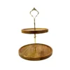 2-Layer Wooden Cupcake Stand Round Tiered Cake Display Stand For Birthday Party Dessert Table Fruit Plate Display Tray NEW 4