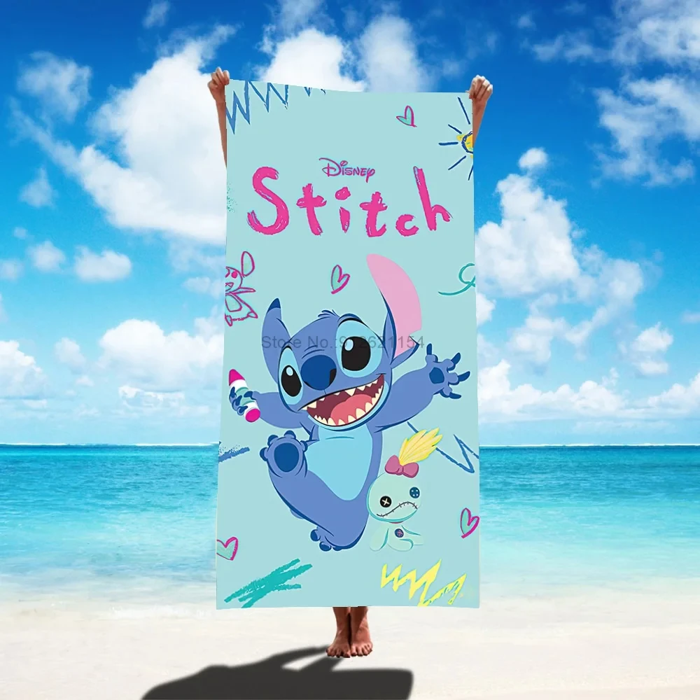 Serviette de bain Stitch Cartoon pour enfants, figurines d'anime, CAN o & Stitch, serviette de plage, été, natation, douche, washcaloth, fournitures scolaires, 75x150cm