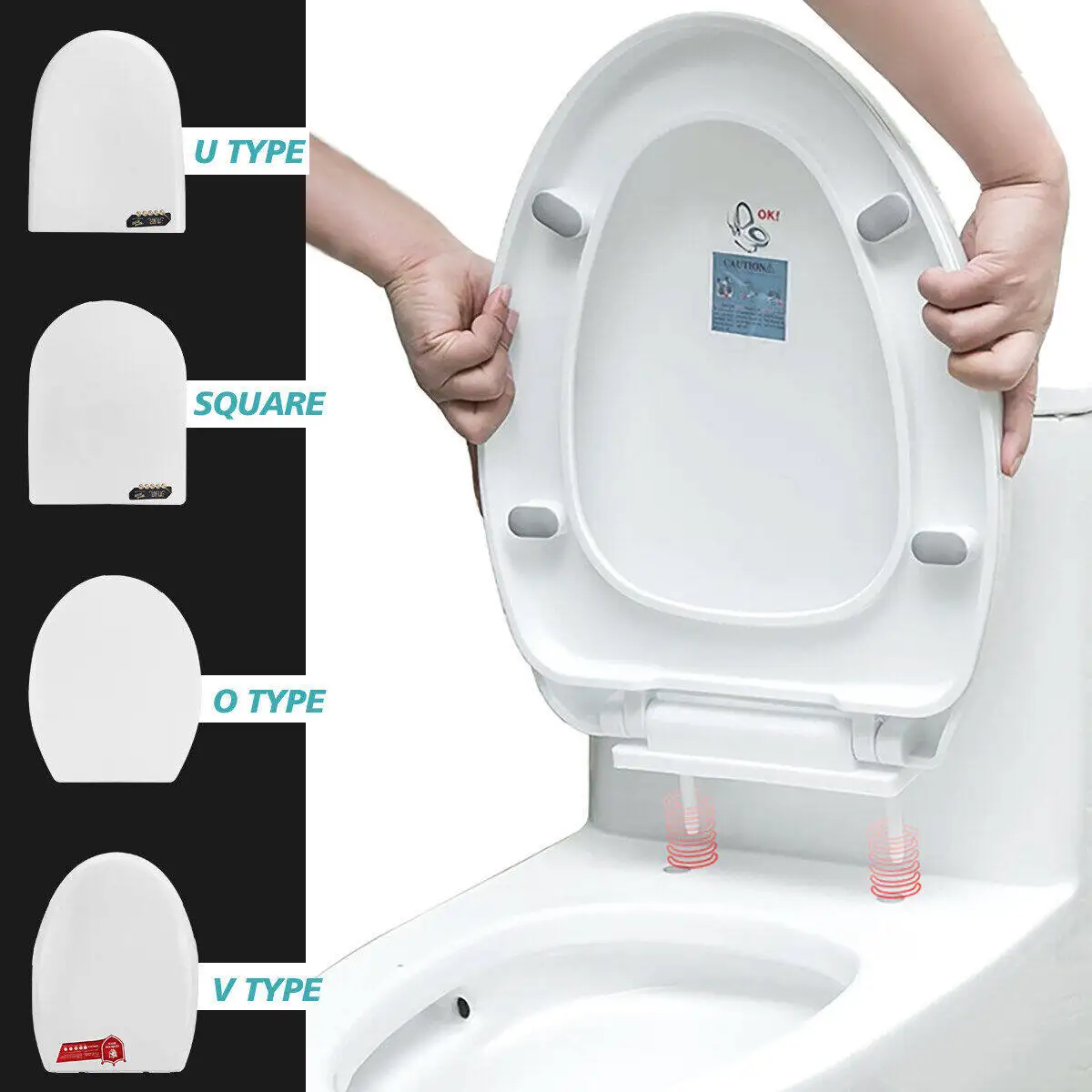 

Heavy Duty WC Easy Clean Square Shape Toilet Lid Cover Soft Close Toilet Seat