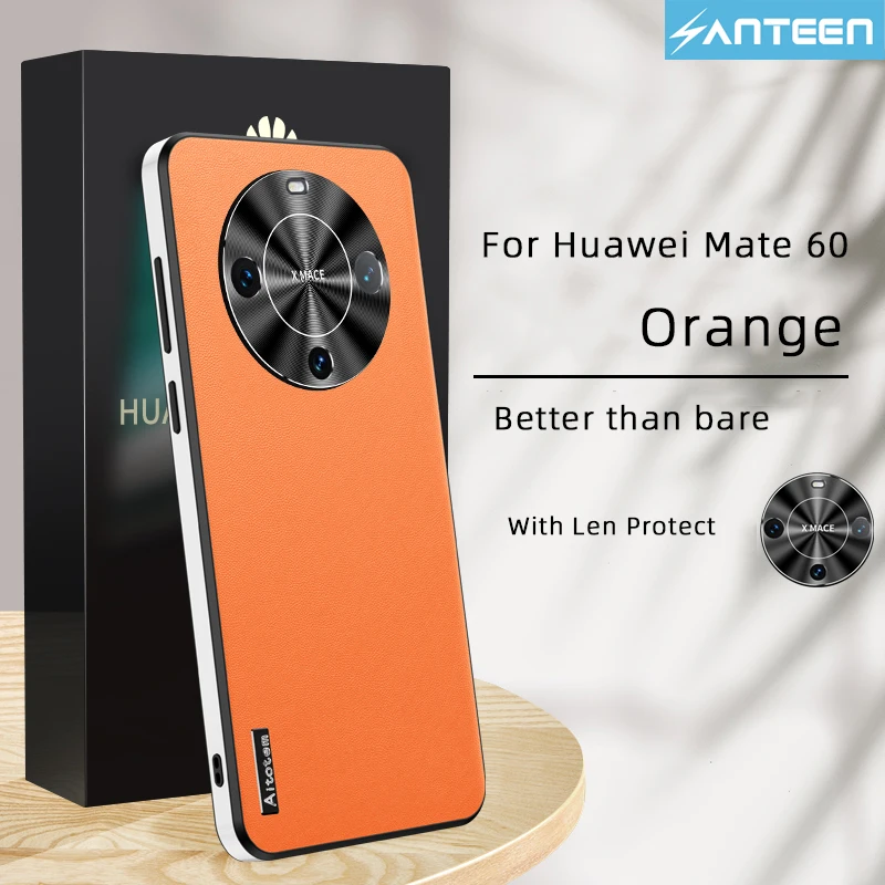 

Anteen for Huawei Mate 60 Pro Case Luxury Leather Shell Camera Protection Soft PU Leather Back Cover for Huawei Mate 60 Pro