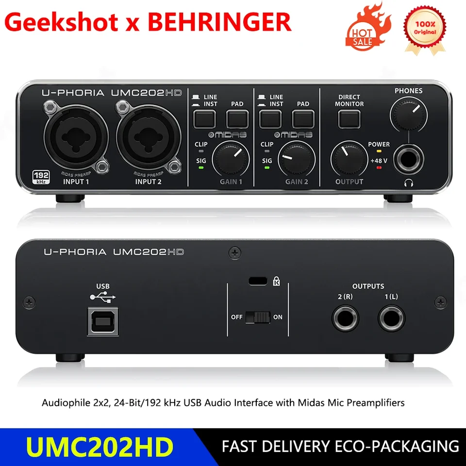 BEHRINGER U-Phoria UMC202HD オーディオマニア 2x2、24 ビット/192