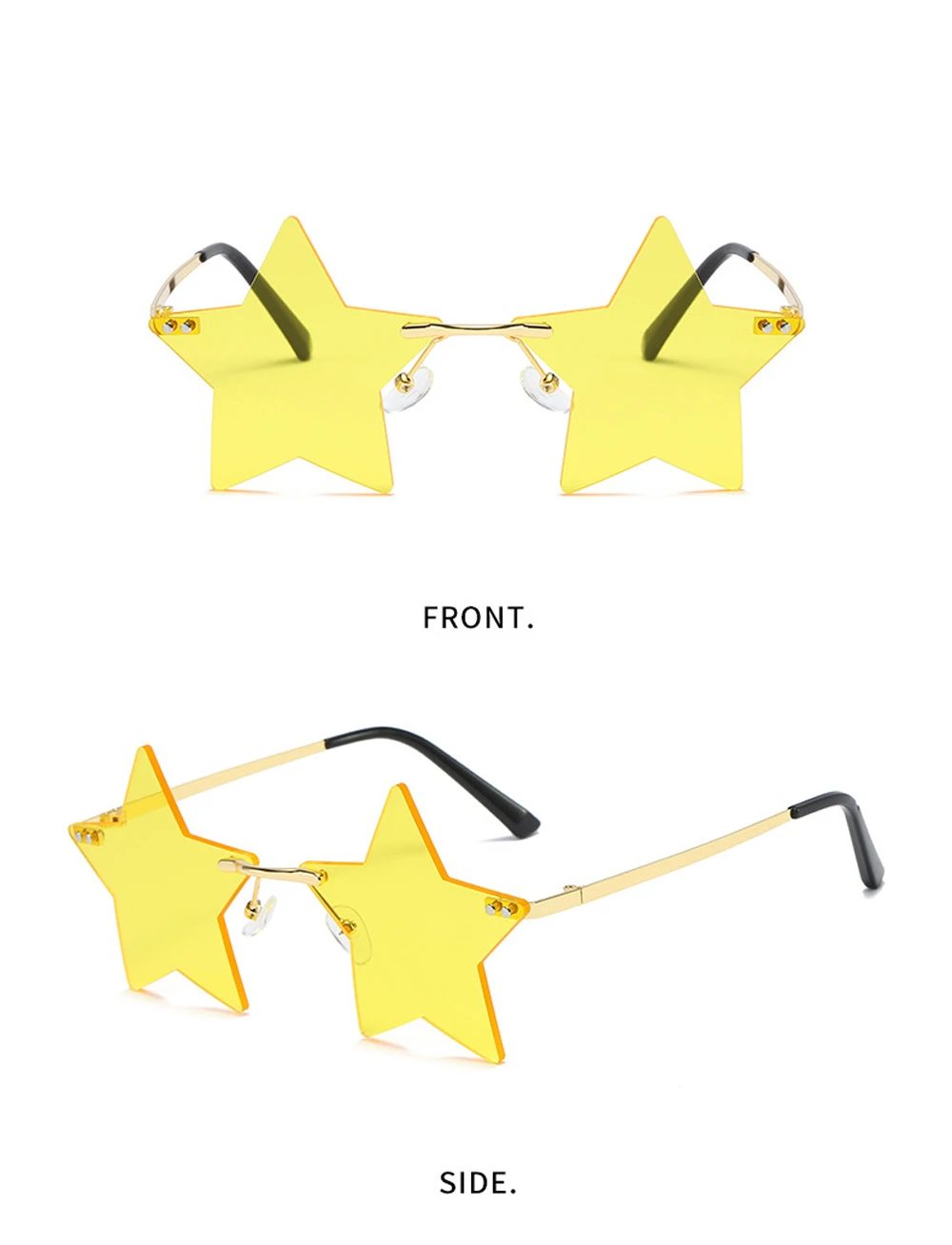 Amazon.com: Star Rimless Sunglasses Star Shaped Frameless Glasses Colorful  Transparent Star Glasses Candy Color Eyewear Personality Pentagram Eyewears  for Women Men Party Favor (Blue) : Clothing, Shoes & Jewelry