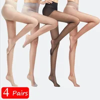 Collants en Nylon Ultra-fins sans couture pour femmes, bas transparents à orteils, Sexy, chaussettes transparentes, 4 paires/lot 1