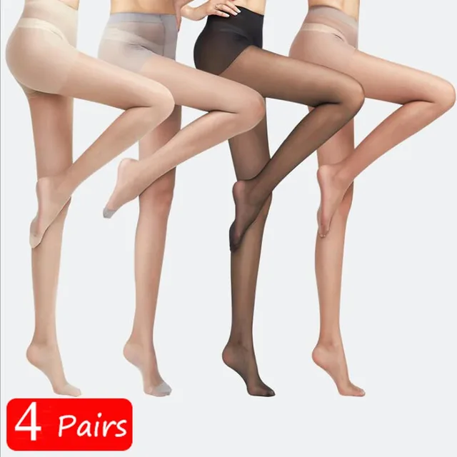 Collants en Nylon Ultra-fins sans couture pour femmes, bas transparents à orteils, Sexy, chaussettes transparentes, 4 paires/lot 1
