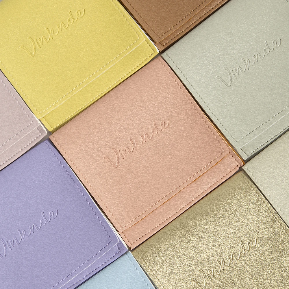 100pcs Personalized Leather Envelope Pouches Jewelry Gift Bags Earrings Necklace Brooch Package Small Jewellery Travel Packaging
