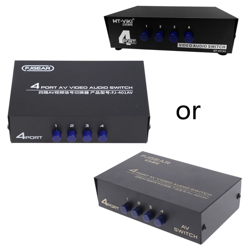 Switch Av A 4 Vie Rca Switcher 4 In 1 Out Video Composito L/R Selettore Box.
