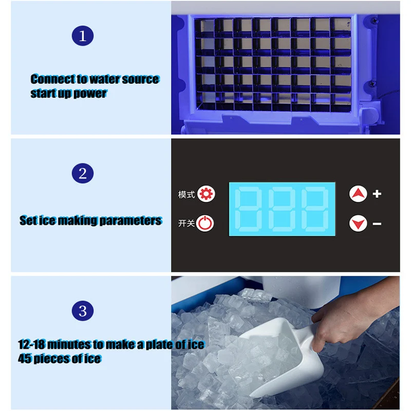 Ice Maker Machine Large Commercial Milk Tea Shop Bar And Coffee Shop 60kg-90kg Automatic Ice Cube Making Machine
