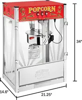 Midway Marvel Countertop Popcorn Machine 7 Gallon Popper-16oz Kettle Old Maids Drawer Warming Tray Scoop 16 Ounce Silver/red 2