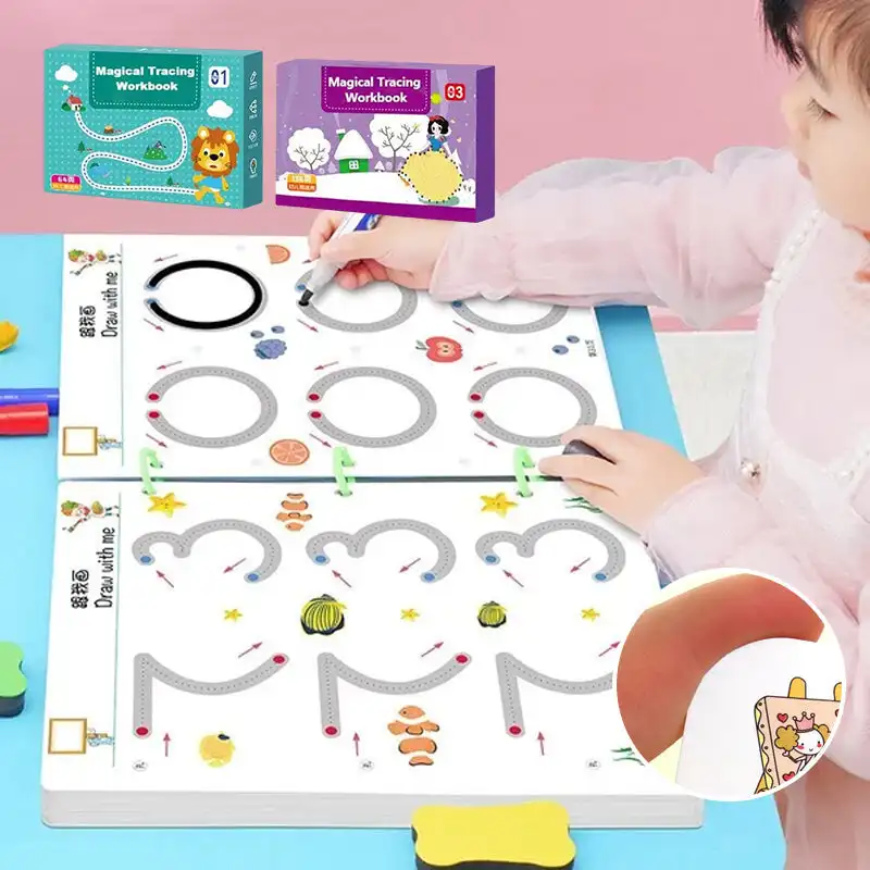 

Magical Tracing Workbook Pen Control Training Kindergarten Erasable Focus Training Exercises Puzzle Early Education Toys Gift