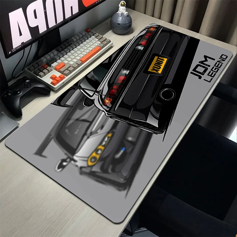 QEOPGNE - Alfombrilla De Mouse Grande Para Coche R32 Japonesa Retrowave Anime JDM Racing Car Desktop Mat Para Teclado Y Mouse Alfombrilla Antideslizante De Goma 30 X 60 Cm