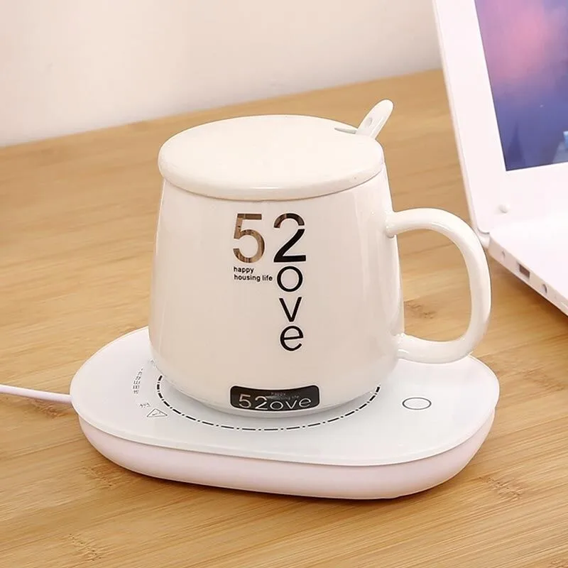 1 PCS heated coffee coaster Electric Heated Coffee Mug Heating Coaster Home Office Milk Tea Water Heating Mat Smart Thermostatic Warmer Pad