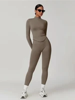 Zipper Stand Collor Jacket Women Crop Tops Yoga Solid Sports Top Long Sleeve Running Sexy Quick Dry Fitness Gym Sport Wear - Image 3