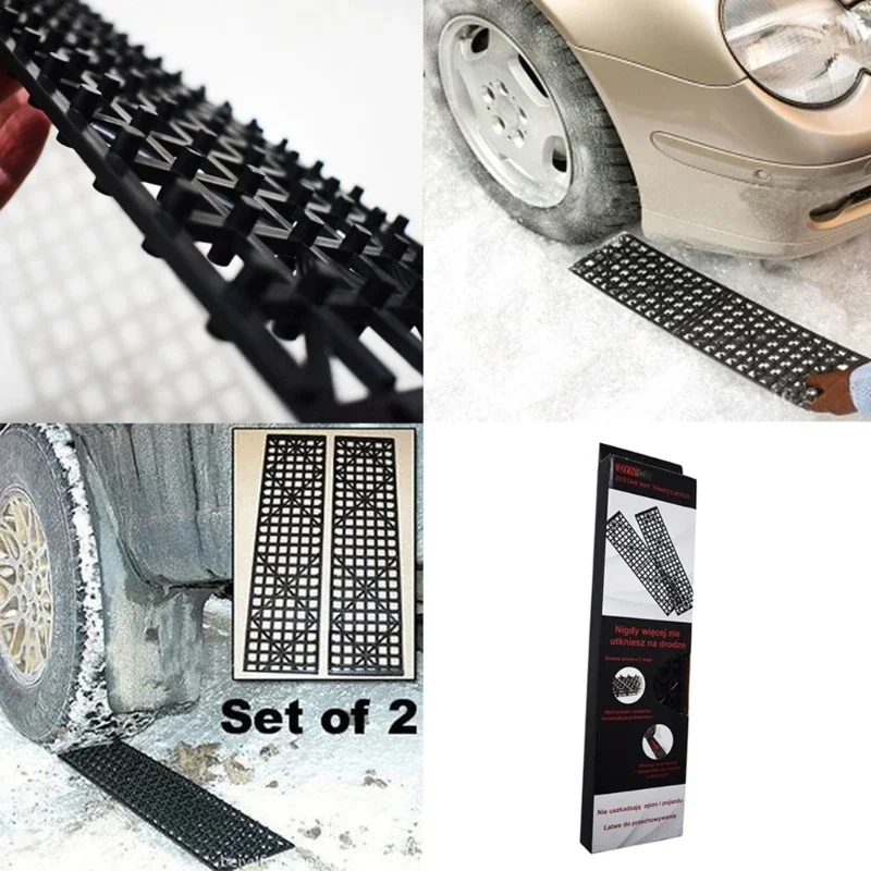 Off-Road Anti-skid Chain Traction Boards 1 Pair Recovery Track Mat for Car Truck Tire Traction Sand Mud Snow Ladder Ramp traction boards