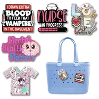 5Pcs Bogg Bags Charms Nurse Life Butterfly Acrylic Bling Charms Rubber Beach Storage Baskets Decoration Bogg Bags Accessories 1
