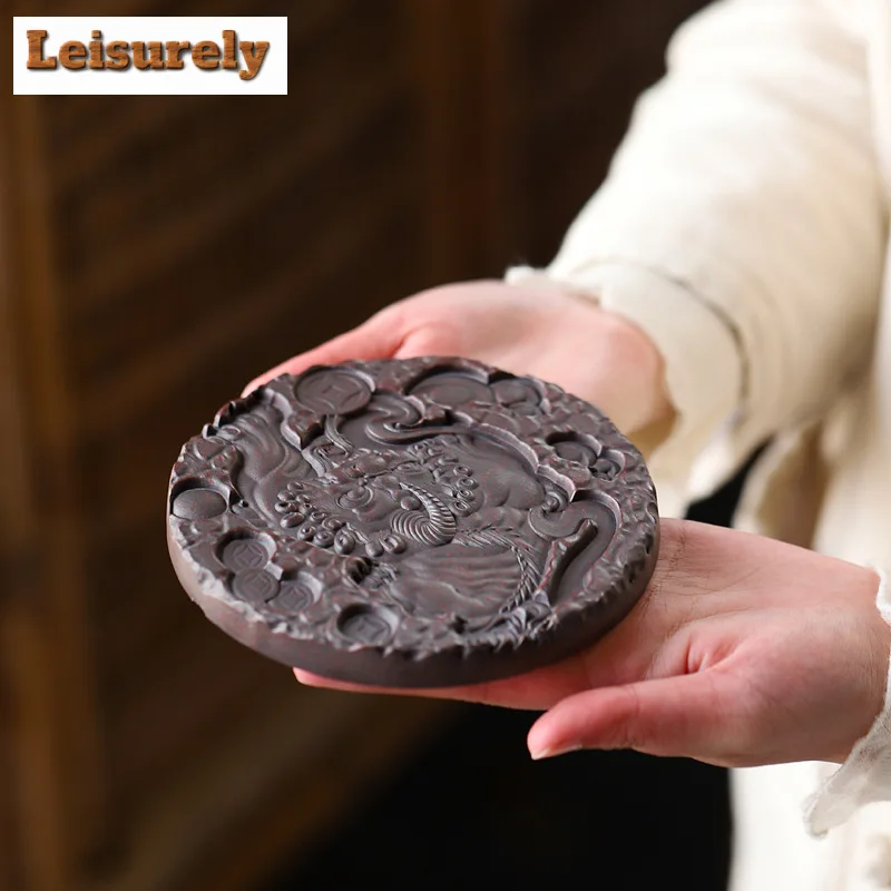 Yixing Purple Clay Tea Tray Raw Ore Iron Red Dragon Blood Sand Dry Soaking Platform Teaware Support Board Kung Fu Tea Ceremony