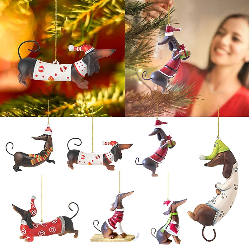 

Christmas Tree Hanging Ornaments Dachshund Dog Shaped Pendants For Home Party Holiday Christmas Tree Decoration Crafts
