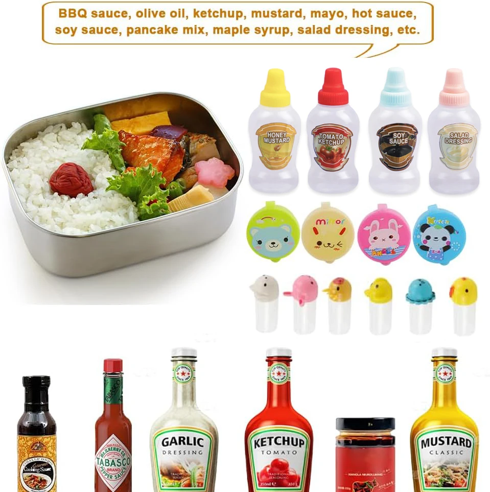 Fruit Fork Silicone Fork Sauce Bottle Accessories 42pcs/set Children's Bento Sauce Bottle Mini Cartoon Seasoning Squeeze Bottle Children Snack Cake