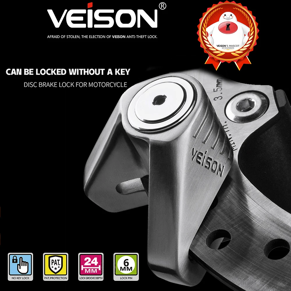 

VEISON Motorcycle Disc Brake Lock Padlock for Yamaha Honda Suzuki Kawasaki Benelli Husqvarna KTM BMW Bicycle