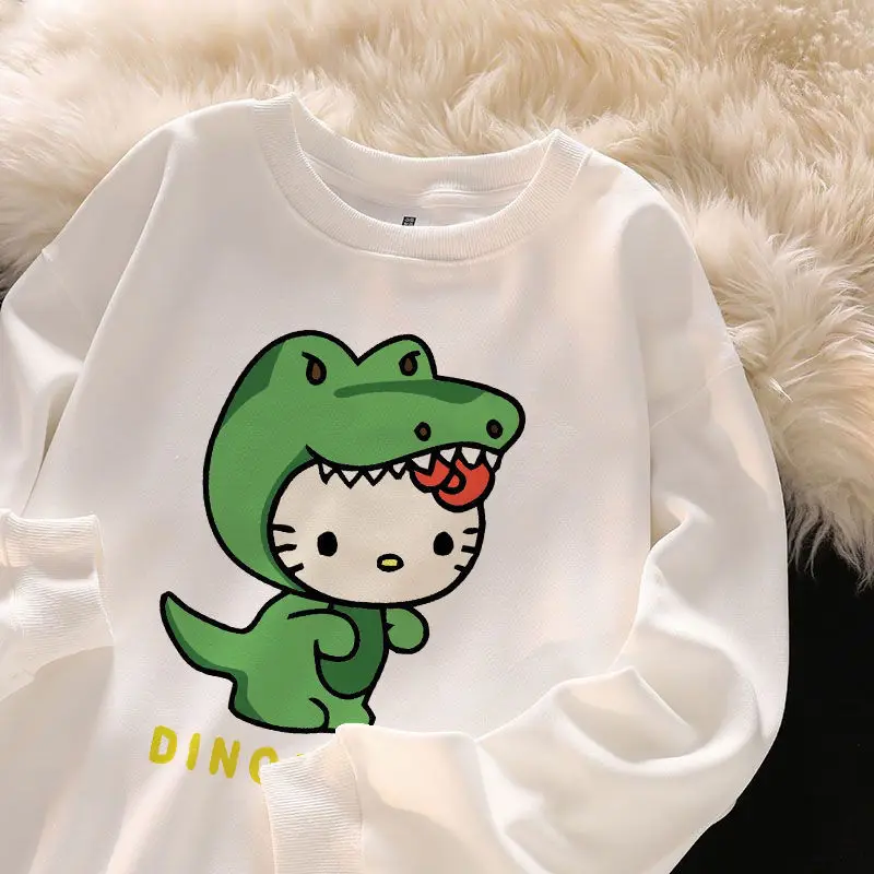 

Hello Kitty Sanrio Kawaii Anime Autumn Winter Students Fashion Warm Coat Cute Cartoon Long Sleeved Girls Hoodie Y2K Toys Kids