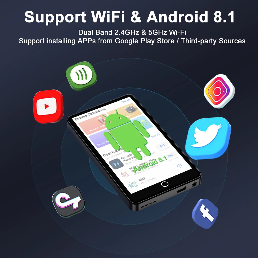 WiFi MP4 Player 5.0 Inch IPS Screen