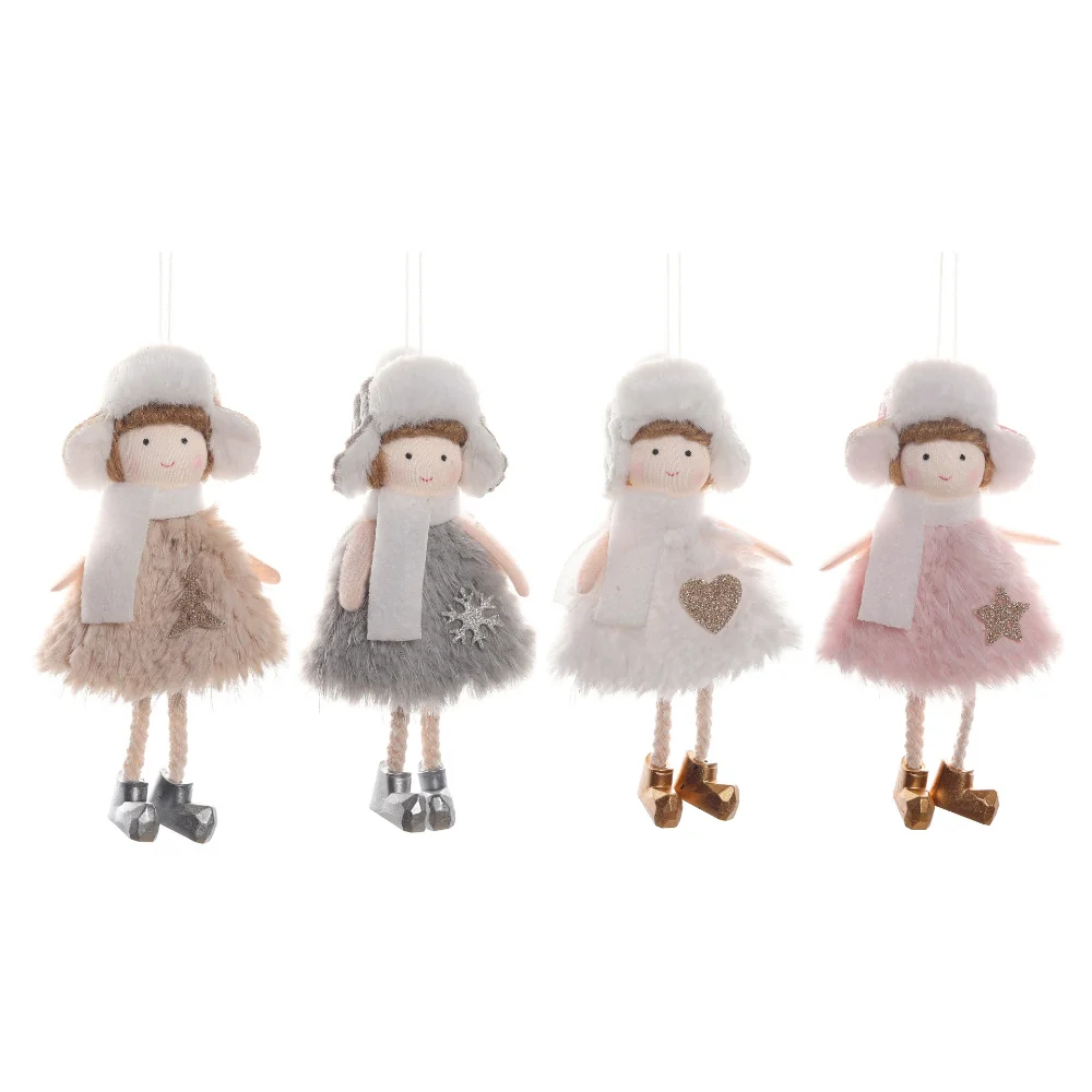 Lovely Pink Plush Christmas Angel Girl Doll Oranments Xmas Tree