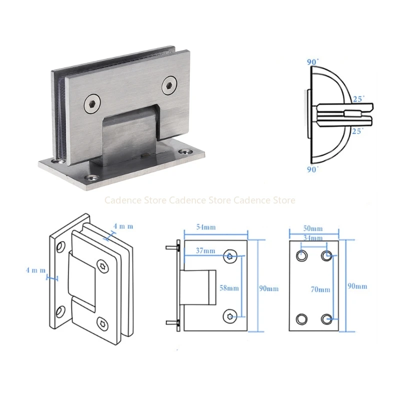 8-12mm Glass Door Hinge Bathroom Shower Door Frameless Bracket Wall Mounted G5AB
