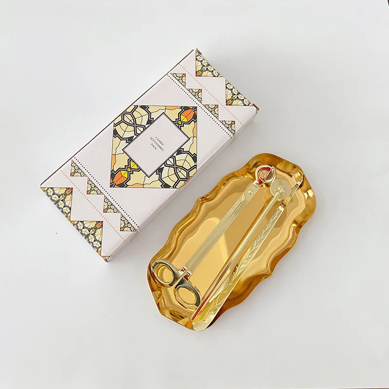 Candle Wick Trimmer Candle Damper Candle Snuffer Candle Tray Coaster 4pcs/1kit Candle Care Set Making Scissors Wick Trimmer Dipper Snuffer Lace Tray Vintage Stainless Steel Tools Decoration Gift