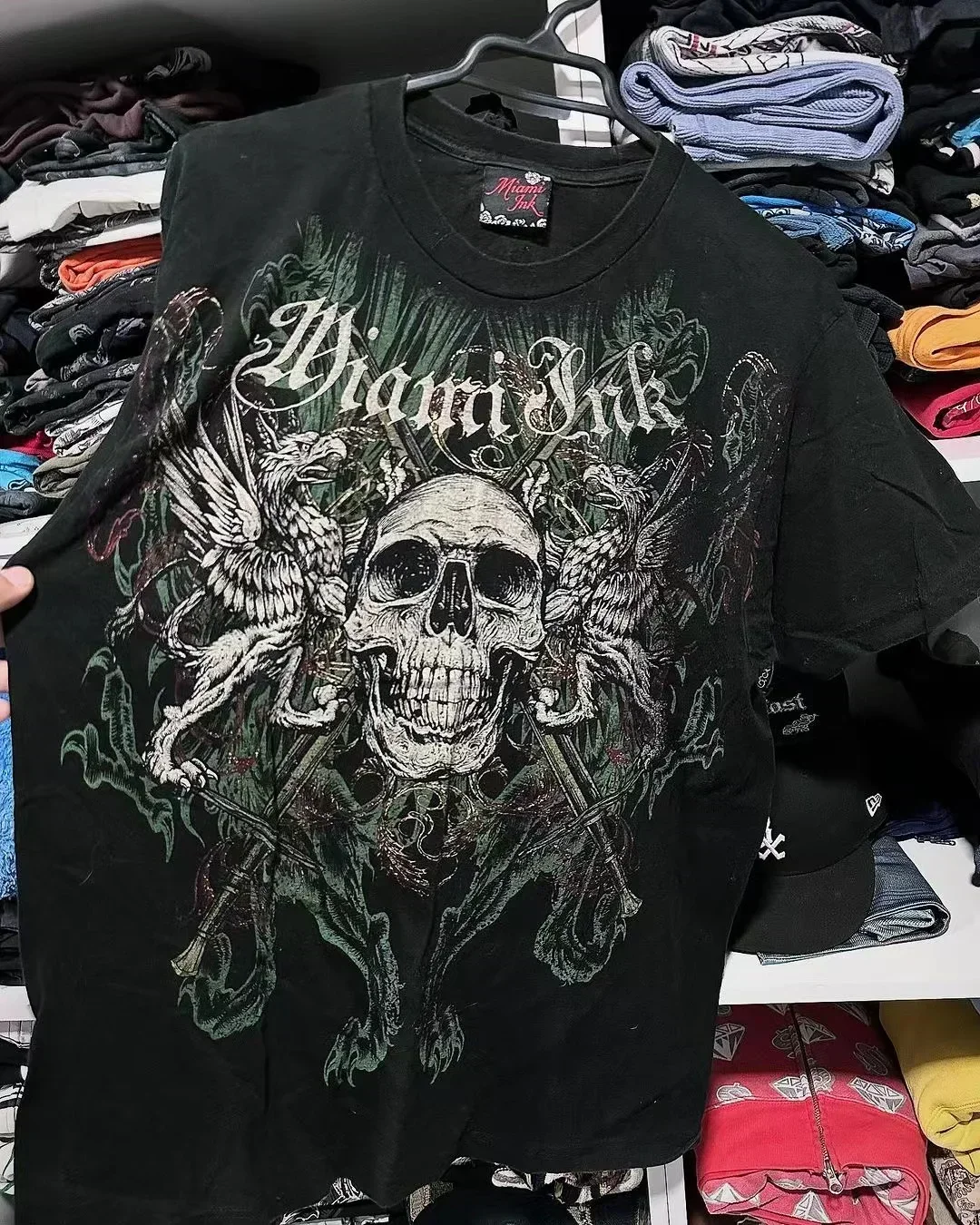 y2k affliction サーマル ロンt リバーシブル カモ グランジ