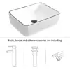 28" Floating Bathroom Vanity Cabinet with Two-Tiers Shelves Black Line Sink Kit Wall-Mounted Rectangle Ceramic Faucet Included 4