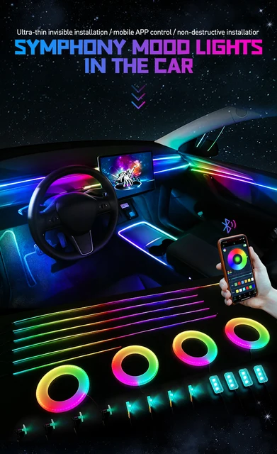 車内用LEDアンビエントライト,アクリルファイバー,カラフルな