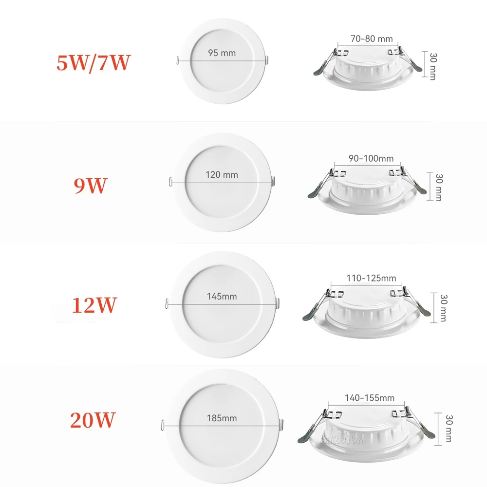 Grebeam 20 Pack LED Downlights For Ceiling 5W, 4000K Natural White, 450LM, IP44, LED Recessed Ceiling Lights, Cutout 75mm-90mm, Ultra Slim 25mm, 230V, Spot Lights Ceiling For Bathroom, Kitchen
