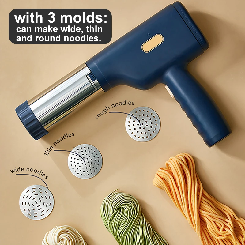 Little Bear Handheld Pasta Noodle Maker Rechargeable Wireless Noodles Press Machine With 3 Molds 100V-240V For Home Kitchen