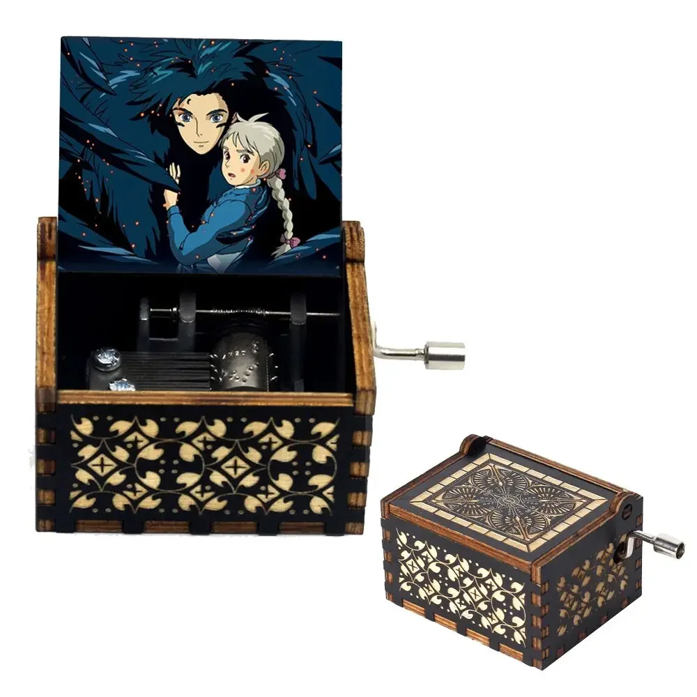 Howl Castle Music Box Anime Theme Music Merry Go Round of Life Wooden Hand Cranked Musical Box New Year Birthday Gift 3