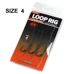Premium Carp Fishing Hair Rigs - Pre - tied Soft Hook Link Sections (LOOP RIG Size 4)
