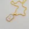 New 26 Letters Necklace Jewelry Women Custom Name Alphabets Shell Pearl Inlaid Zircon A~Z Initials Necklace Charms Jewelry Men 3