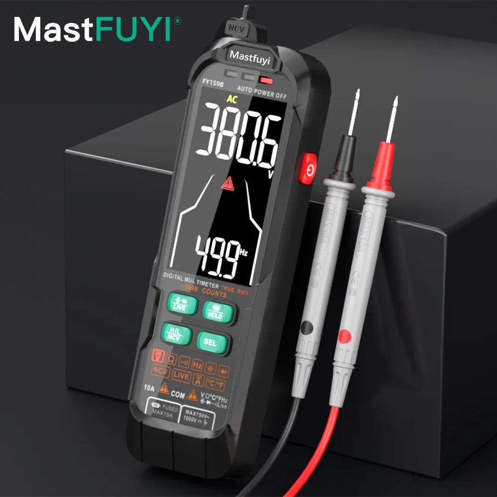MASTFUYI 대형 디스플레이 디지털 멀티미터, AC DC 전압 전류, True RMS, 1000mAh 리튬 배터리, USB 충전, 자동 범위, FY159B Best Top5 MASTFUYI 대형 디스플레이 디지털 멀티미터, AC DC 전압 전류, True RMS, 1000mAh 리튬 배터리, USB 충전, 자동 범위, FY159B Best Top5