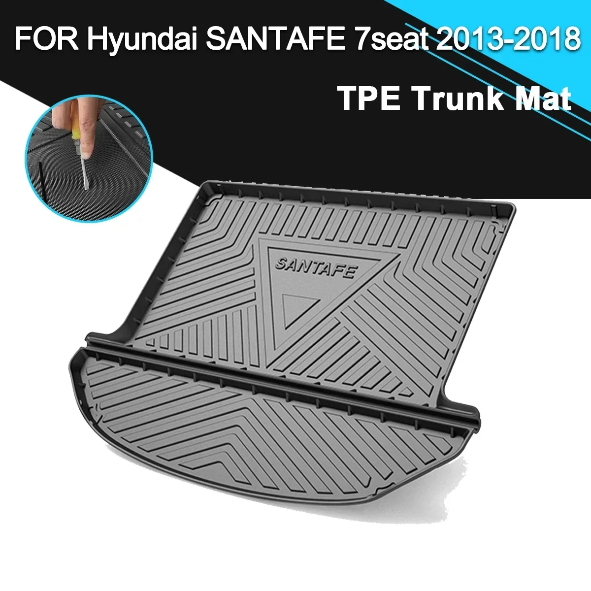 

Car Rear Trunk Cover Mat Rubber TPE Waterproof Non-Slip Cargo Liner Accessories For Hyundai Santafe 7 Seater 2013-2018