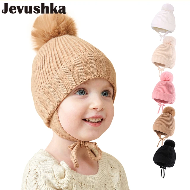 Bonnet d'hiver en polaire pour enfants, casquette épaisse et chaude,  tricotée, pour l'extérieur, pour filles et garçons - AliExpress