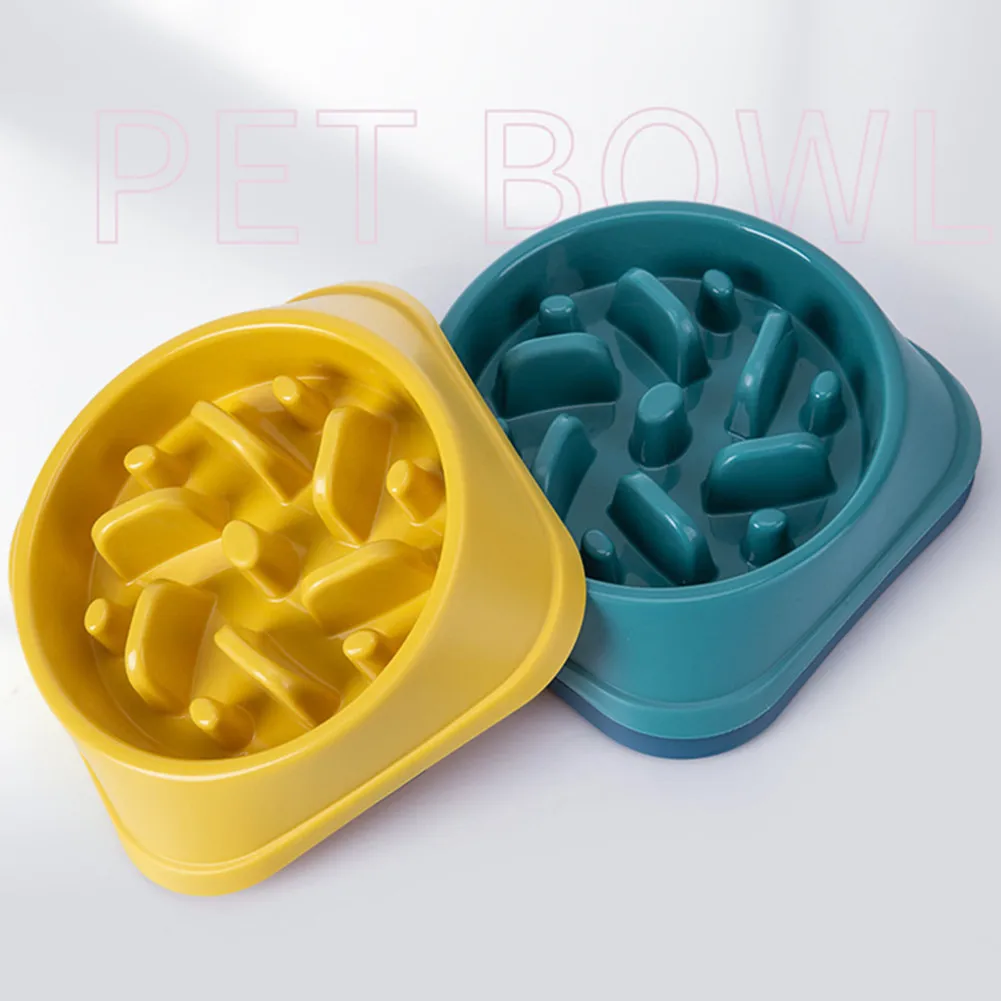 Pet Dog Bowl Slow Feeder Plastic Puppy Cat Eating Dish Bowl Anti-gulping Food Plate Feeding Dog Cat Food Supplies
