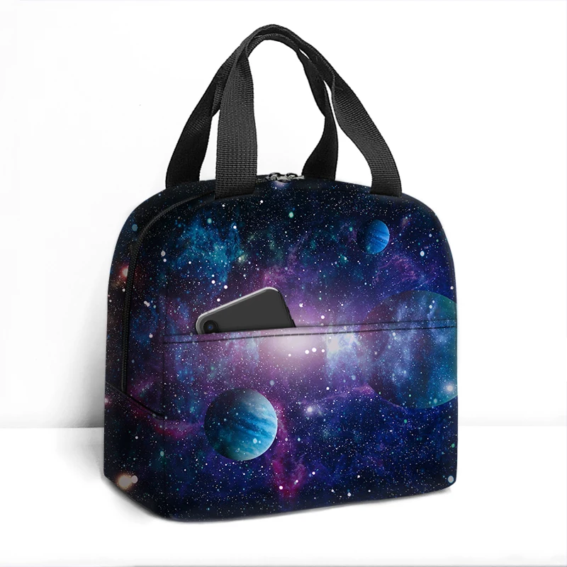 3D Galaxy Space Stars Insulated Lunch Bag Space Planet Astronaut