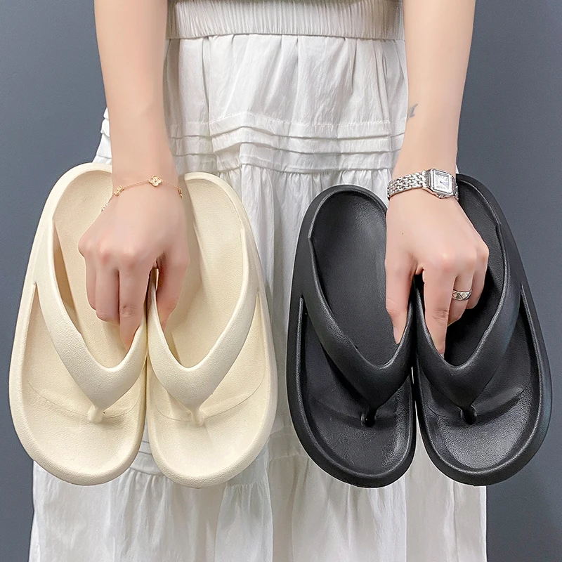 Men's Classy Flip-Flops, Women's Summer Flip-Flops for Beach Couples, New Thick-Soled Outer Wear Sandals, Men's Bathroom Bathing Non-Slip Slippers - 3