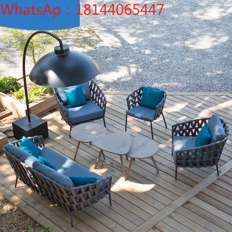 

Outdoor sofa courtyard terrace rattan courtyard rattan woven sunscreen waterproof rattan chair outdoor Nordic balcony garden