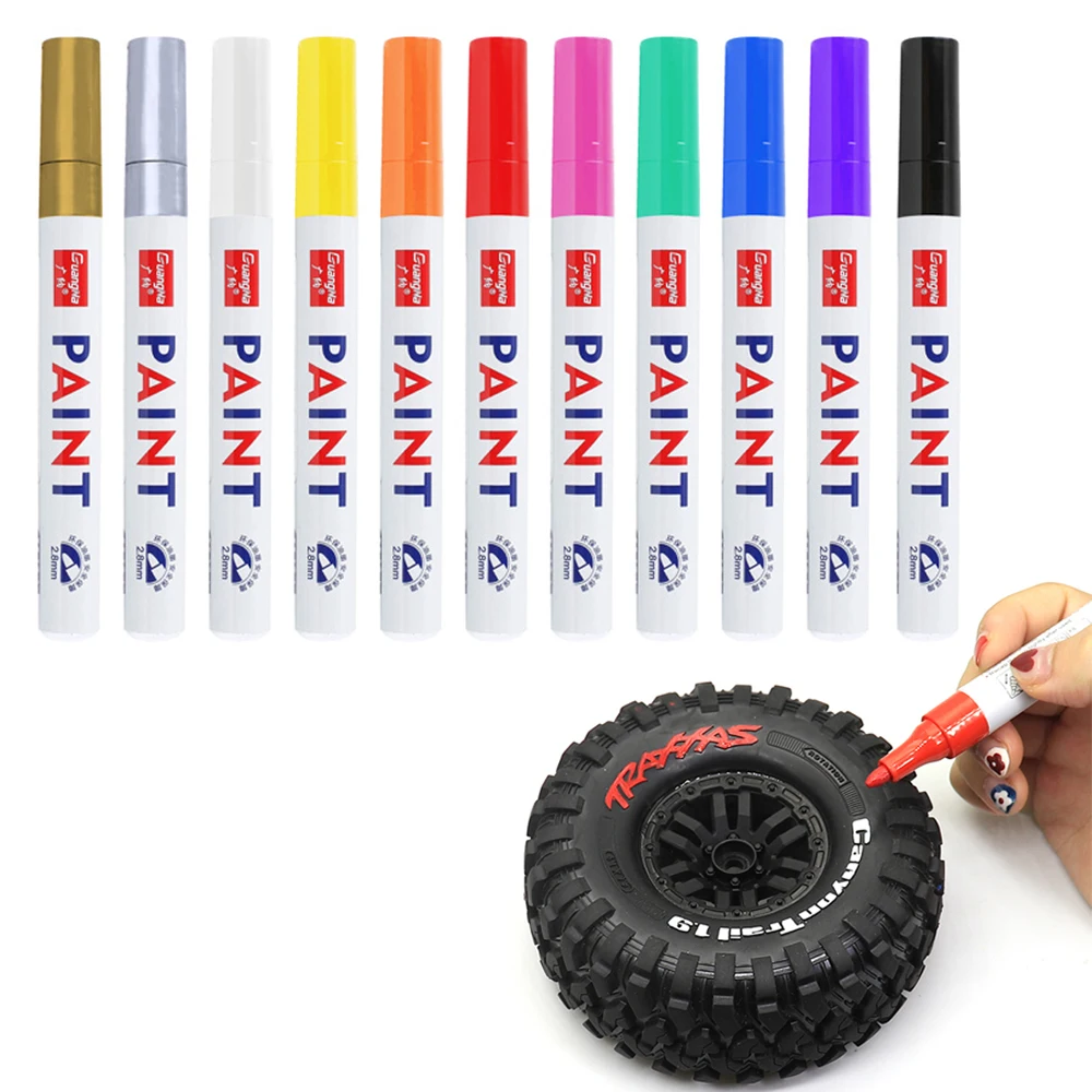 4Pcs Waterproof White Car Paint Pen Car Parts Tyre Tire Wheel