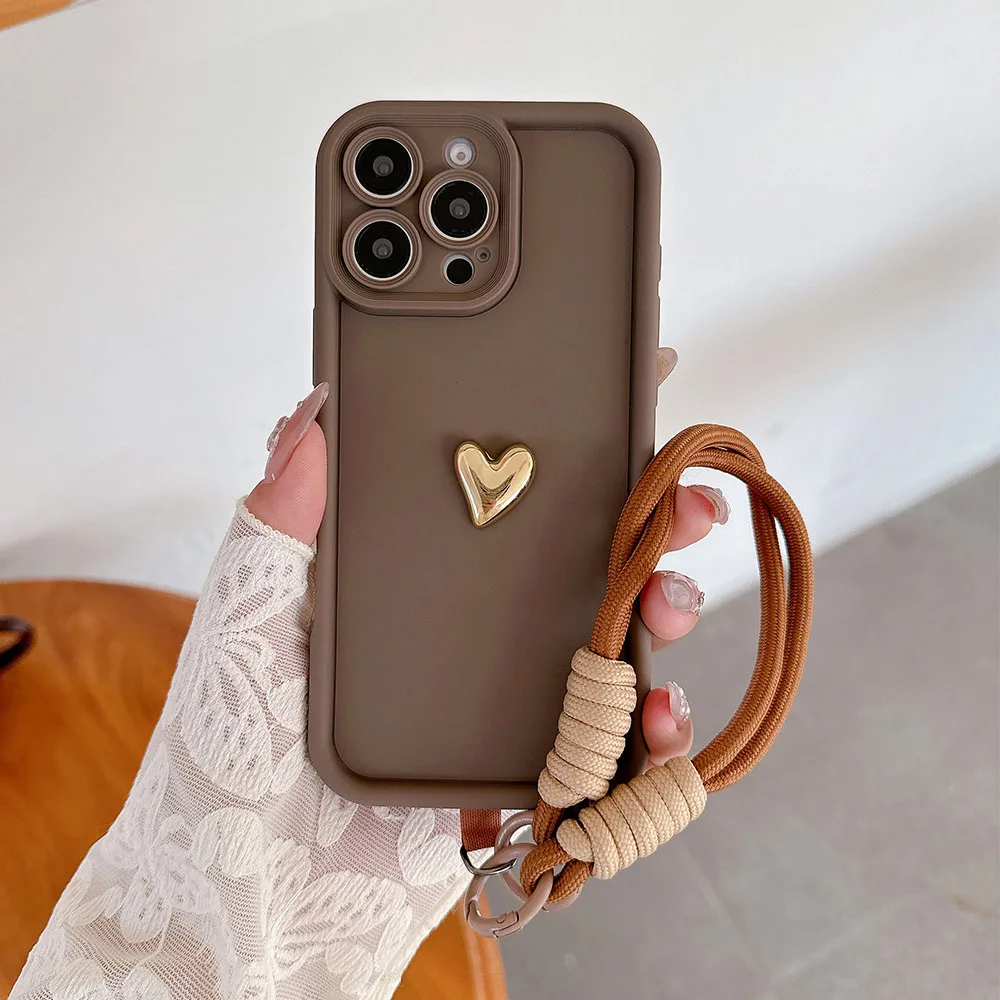 Heart Design Soft Phone Case with Lanyard Attachment - Stylish Protective Back Cover