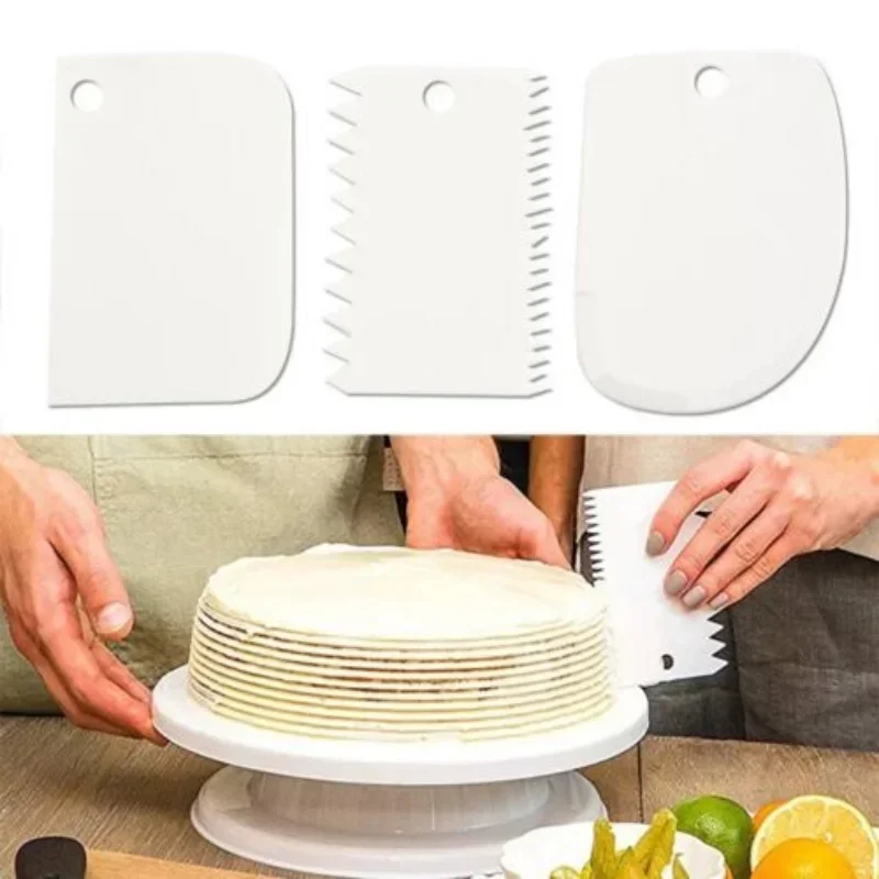 Dessert Tools Cake Kitchen 3PCs/Set Pastry Dough Cutter Cake Slicer Baking Pasty Scraper Blade Silicone Spatula Decoration