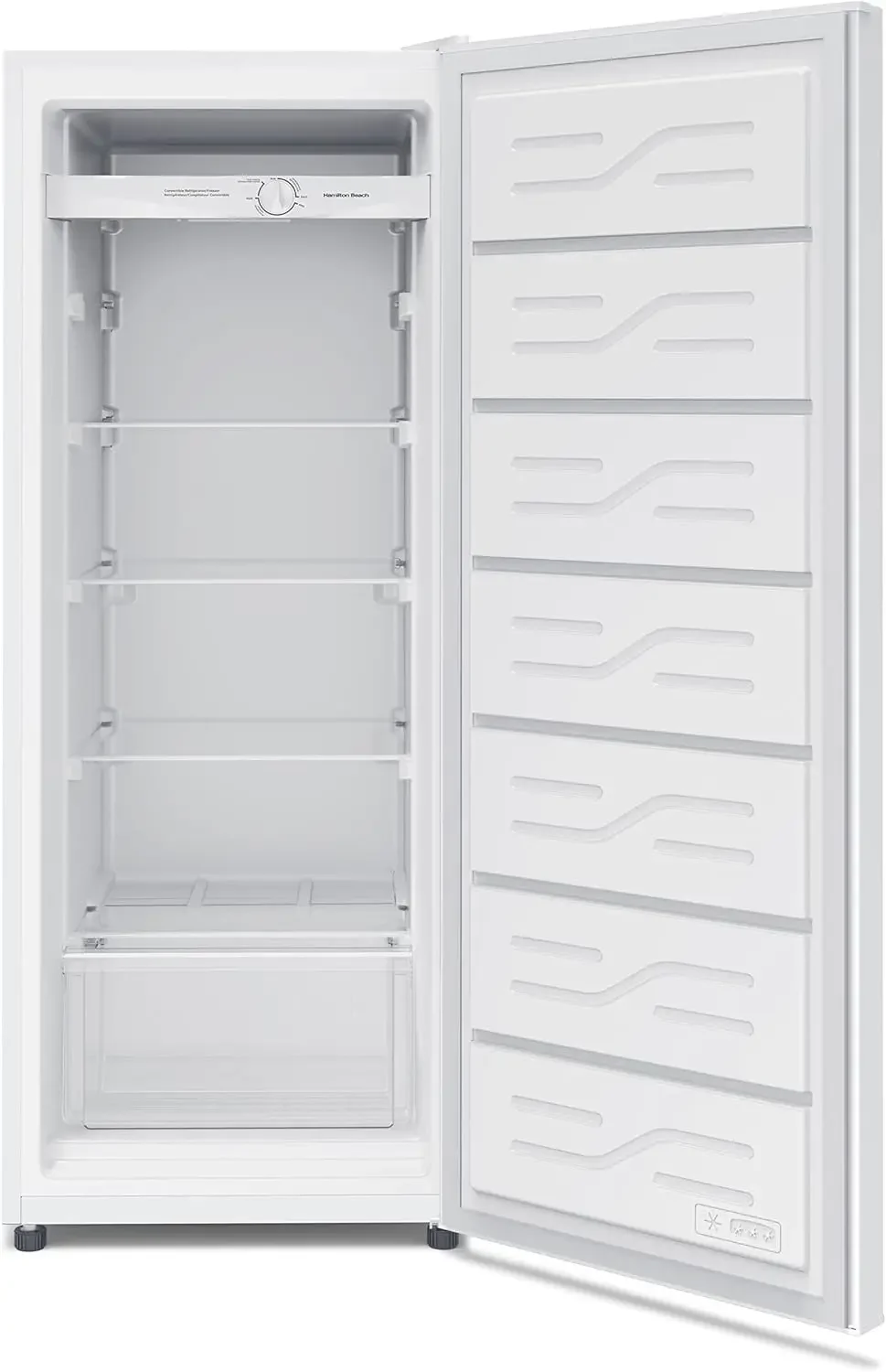 Beach HBFRF6892-WHITE HBFRF6892 Upright Convertible Fridge/Freezer-Reversible Door-Removable Glass Shelves-Adjustable Controls-6 6